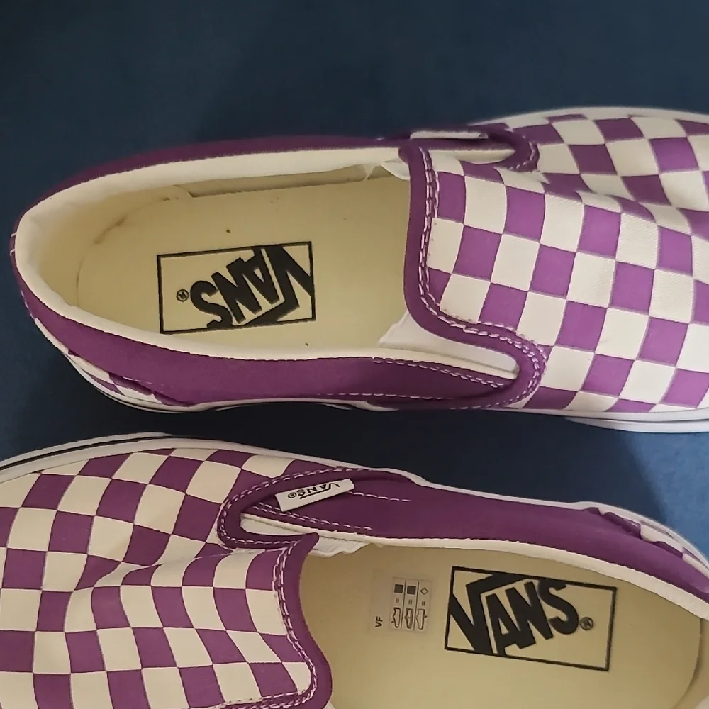 Vans Purple and White Checkered Sneakers - Picture 3 of 5